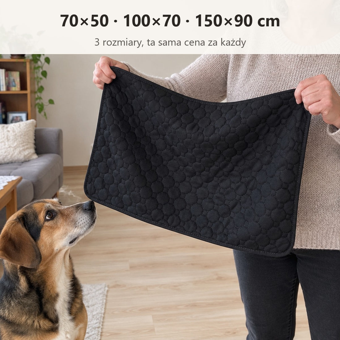 Mata w 3 rozmiarach: 70×50, 100×70 i 150×90 cm, ta sama cena