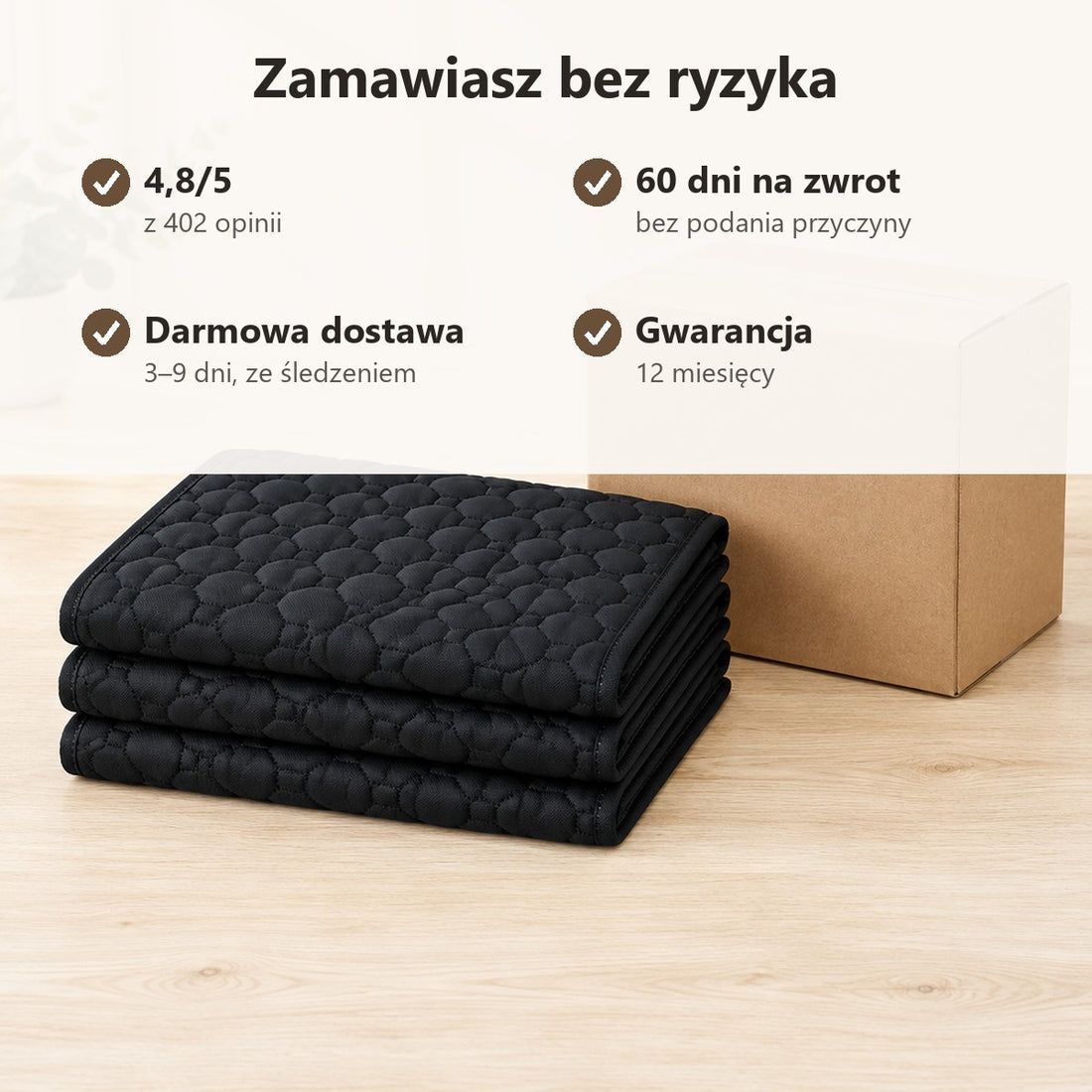 60 dni na zwrot, darmowa dostawa, gwarancja